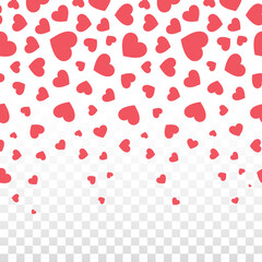Cute falling hearts background. Red hearts decoration concept.