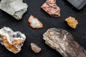 Crystal mineral stones texture - set of shiny gemstone