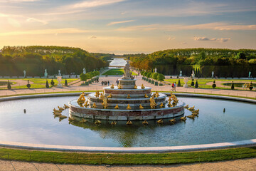 Garden of Chateau de Versailles, near Paris in France - obrazy, fototapety, plakaty
