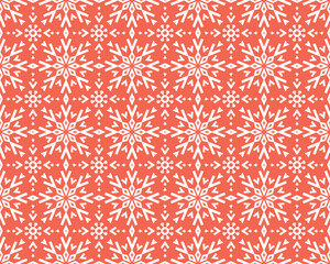 Abstract geometric pattern with lines, snowflakes. A seamless vector background. White and pink texture. Graphic modern pattern