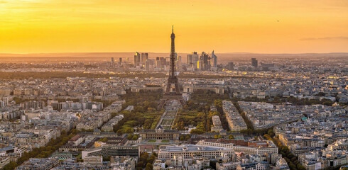 Paris city skyline with eiffel tower cityscape of France