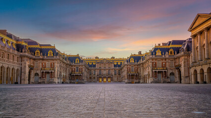 Entrance of Chateau de Versailles, near Paris in France - 501413386