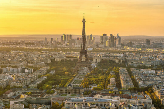 Paris city skyline with eiffel tower cityscape of France