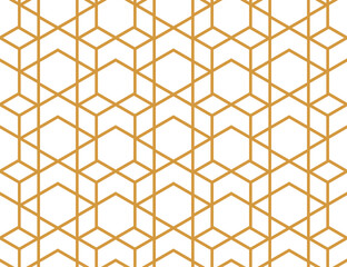The geometric pattern with lines. Seamless vector background. White and gold texture. Graphic modern pattern. Simple lattice graphic design