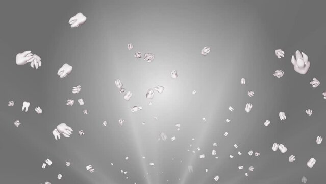 Animation rotation of symbol about medicine, healthcare, biological science. seamless loop. healthy white teeth. Dental health care. medical. healthy teeth dental clinic, dental specialist medicine.
