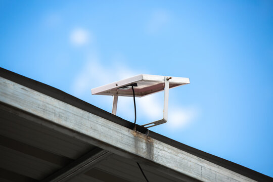 small solar panel Installed on the roof to receive red light all day