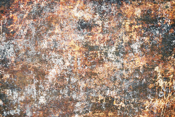 Rust background. Metal rusty texture. Grunge scary peeling paint background. Dirty industrial steel sheet pattern. Weathered iron surface. Aging process. Ancient look vintage design.