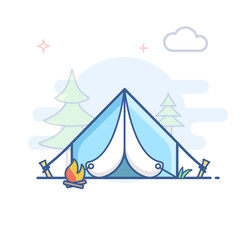 Tent outline icon. Camping line illustration.