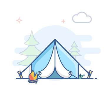 recommend clip art: Tent outline icon. Camping line illustration.