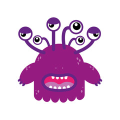 Vector cute monster. Illustration of alien in flat style.