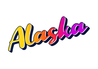 Alaska text design. Vector calligraphy. Typography poster. Usable as background.
