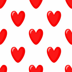 Seamless pattern with red hearts for textiles and wrapping paper, vector