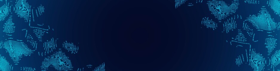 Blue glow background frame. Ornament of random circles, lines, waves. Funnel design. Maze. Pattern of wooden board of particles, point. Rock garden. Poster technology, medicine, business. Vector.