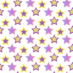 Pattern with stars. Vector illustration isolated on white background. For packaging, fabric and prints, stationery and scrapbooking, covers and brochures, holidays, baby products.