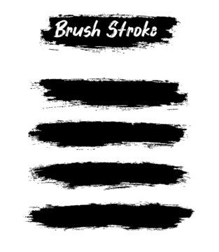 Brush Thick Line Of Stroke Bundles. Vector Brush Set. Text Box Frames And Grunge Patches.Splatters Design Elements. Ink-painted Shape