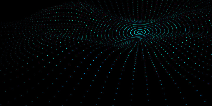 Abstract wavy dots surface. Neon representation of metaverse