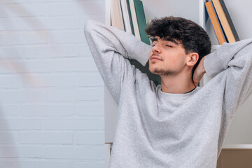 teen boy resting relaxed at home