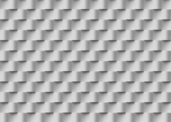 Abstract background made of white wavy stripes stacked on each other. 3d rendering