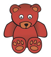 Cute teddy bear sitting drawing vector haunted doll toy illustration looking weird and sharp eyes cartoon funny character animal graphic design soft and fluffy good luck