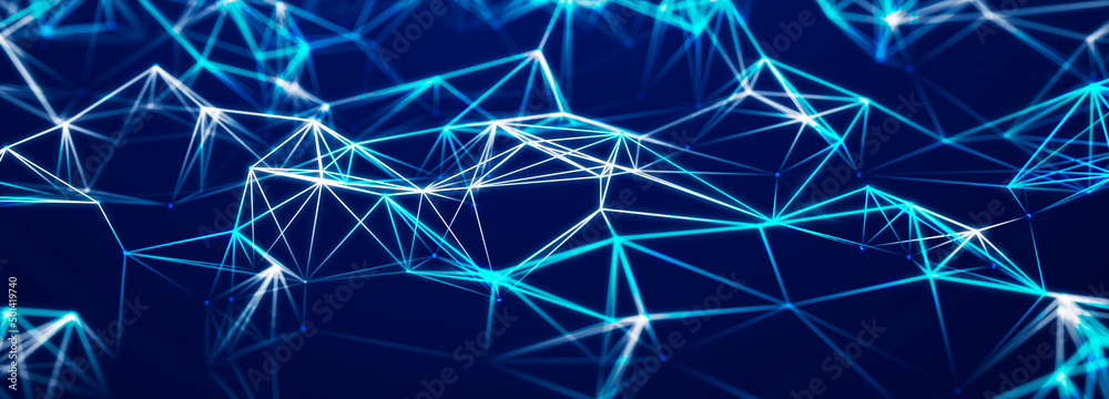 Poster Digital technology background. Network connection dots and lines. Futuristic background for presentation design. 3d
