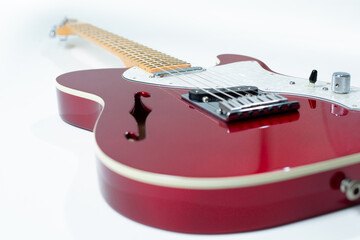 Red Electric Guitar on White