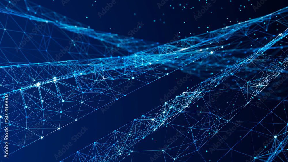 Poster Digital technology background. Network connection dots and lines. Futuristic background for presentation design. 3d