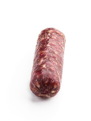 Dry salami isolated on white background