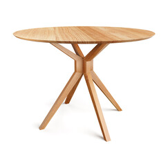 Round wooden retro table. Dining table isolated on white background. Saved clipping path included....