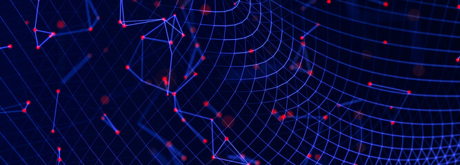 Technology background. Abstract digital combination dots and lines. Network connection structure. 3d Widescreen