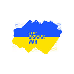 Stop Ukraine war text with abstract flag color design