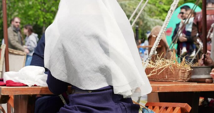 folk women's costume from the Middle Ages on women