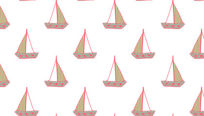 Vector illustration A pattern with a sailing yacht on a white background a ship