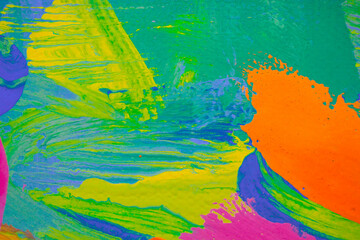 fragment of the photographer's own drawing with acrylic paint on canvas 