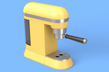 Espresso coffee machine with a horn on blue background.