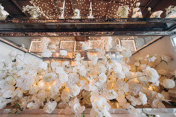 wedding decorated presidium at the banquet