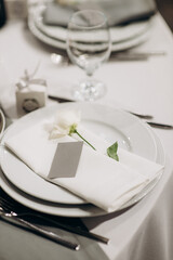 festive table setting at a banquet close-up
