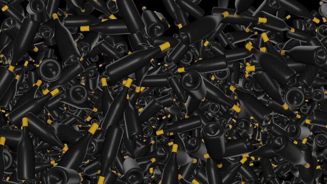 3d animation in 4k Beer glass bottles falling on green screen background. Alcohol drinks concept. champagne and alcoholic lifestyle theme. Holiday celebration and alcoholic theme.