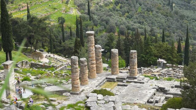 Delphi, Oracle Temple, Archaeological Unesco Site in Greece, Real Time
