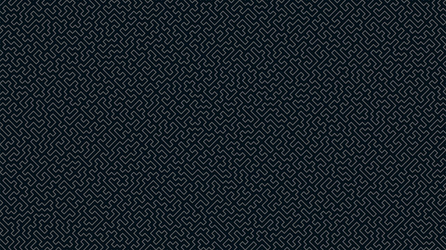 Thin Line Labyrinth Seamless Pattern in Black and White Colors. Wide Screen Tileable Maze Vector Background