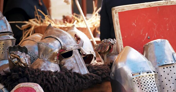 medieval war equipment slam and shields