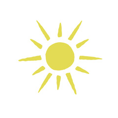 Cute hand-drawn sun. Summer and warm symbol. Vector isolated illustration.