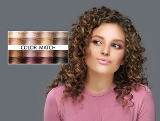 Shot of a beautiful woman. Different Hair Tones.Coloring Hair