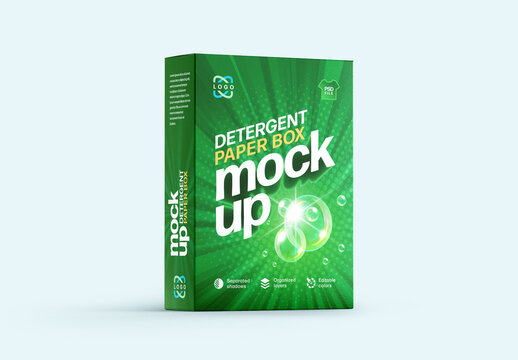 Detergent Box Packaging Mockup for Packaging Design and Retail Branding