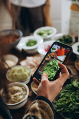 person make photo a plate with food