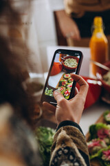 person make photo a plate with food