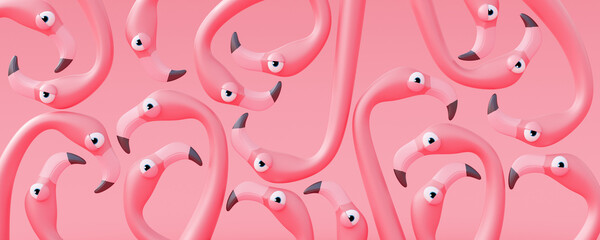 Flamingos on pink background. Abstract decorative concept 3D Render 3D illustration © brankospejs