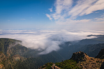 Obraz premium Mountain trail Pico do Arieiro, Madeira Island, Portugal. October 2021