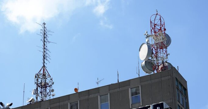 repeaters and large 5g antennas on top of the roof