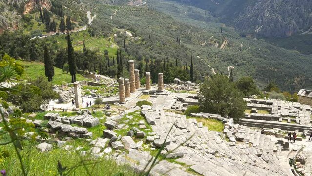 Delphi, Oracle Temple, Archaeological Unesco Site in Greece, Real Time
