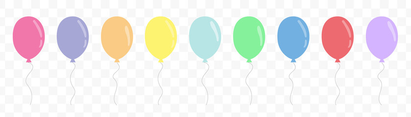 Set of cartoon balloons. Balloons for birthday and party. Flat icon for celebrate. Vector illustration © vector_ukraine